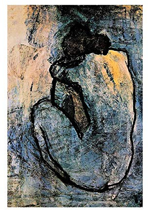 Rumlly Berühmtes Gemälde Blauer Akt von Pablo Picasso Leinwand Gemälde Poster und Drucke Wandkunst Bilder für Wohnzimmer Dekor 30x40cm Ungerahmt
