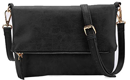 Gladdon Umhängetasche Damen Klein Handtasche,Crossbody Tasche Schultertasche Elegant Clutch Messenger PU-Leder Taschen Für Täglich Arbeit Einkaufen(Schwarz)