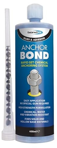 Bond It Anchor Bond Rapid Set Construction Adhesive Chemical Studding Polyester Resin Mortar Anchoring System Bolts Stud Wall Ties Starter Bars Screws Brick Concrete Plastic Metal Stone - Grey (400ml)