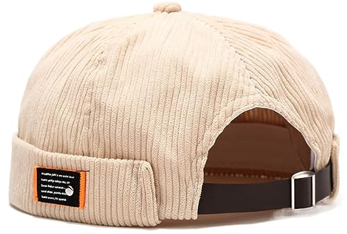 DURINM Cotone Cappellino da Portuale Uomo Retro Cotone Docker Hat Cappello Senza Visiera Berretto da Portuale Uomo Donna Berretto Docker Regolabile Cuffed Brimless Hat