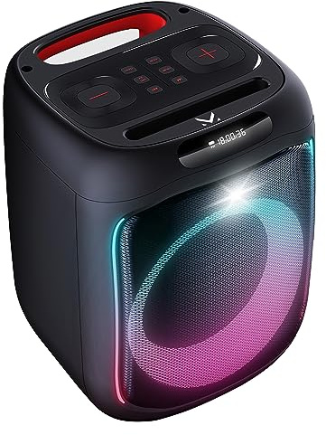 Majestic FIRE 12 – Speaker bluetooth, Luci LED multicolore, ingressi USB/microSD/AUX-IN/MIC, Microfono a filo incluso, Batteria ricaricabile, TWS, Maniglia per il trasporto