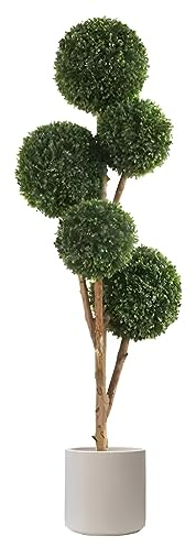 Kunstbaum Künstlicher Buchsbaum Mit Kunststoff-/Zement-/Bambustöpfen, Künstliche Topiary-Pflanzen Im Topf, Ecke, Veranda, Party – Simulation Realistischer Runder Gartenbäume ( Color : Cement pot , Siz