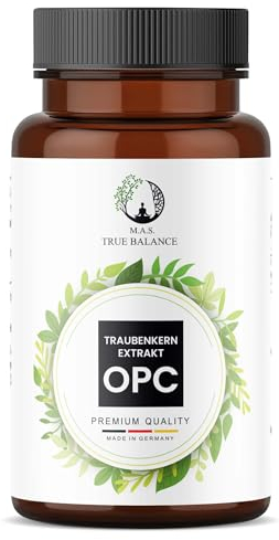 M.A.S. TRUE BALANCE® OPC Traubenkernextrakt | 365 Kapseln Hochdosiert mit 700 mg reinem OPC je Tagesdosis | PREMIUM Qualität | Vegan | MADE IN GERMANY
