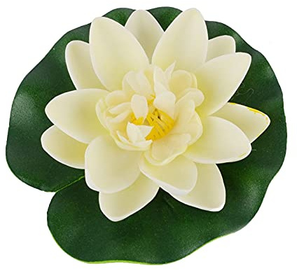 1 Stück weiße künstliche schwimmende Schaumstoff-Lotusblume mit Seerosen, Dekoration, lebensechte künstliche Lotusblumen für Terrasse, Teich, Pool, Aquarium, Haus, Garten, Hochzeit, Party