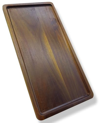 Linwnil Solid Acacia Wood Serving Trays (14 x 7 inches) Rectangular Wooden Serving Platters for Home Decor, Food, Vegetables, Fruit, Charcuterie, Appetizer Serving Tray, Cheese Board