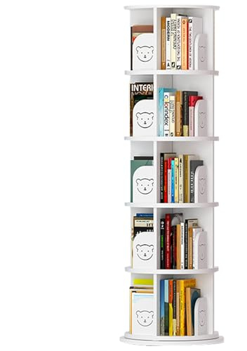Drehbares Bücherregal Bodenstehender drehbarer Bücherturm Mehrzweckregal für den Hausgebrauch Platzsparend Hohe Belastbarkeit Geeignet für Wohnzimmer Schlafzimmer Eingangshalle Büro Arbeitszimmer (Co