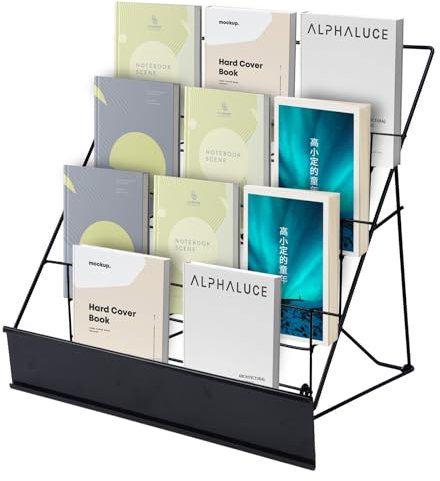 Book Signing Rack, Book Display Rack, Tabletop Magazine Display Racks, 4 Tiered Tabletop Cd Display, Comic Book Magazine Rack for Library Classroom Picture Literature Brochure 16.14 x 17.95 x 17.24