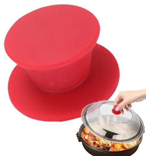 Generic Silicone Pot Lid Knob, Red, Round, Anti-Scald, Non-Slip, Fits Most Pot Lids