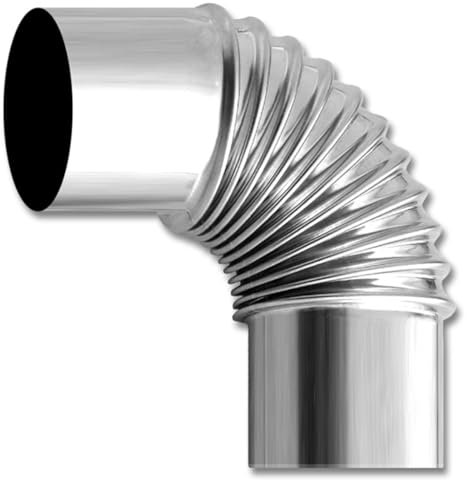 45/90°-Rohrbogen Ø 60mm, Edelstahl-Ofenrohr-Rohrbogen-Auspuffrohr, Kamin-Gewindebogen 2,36-Zoll-Ofenrohr-Rohrbogen, Hitzebeständiges Rauchrohr(90° elbow)