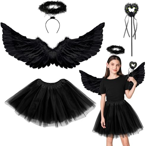 Goenb alas de ángel y halo de la pared ángel disfraz de accesorios con tutú falda de tul para Halloween Navidad Carnaval fiesta temática