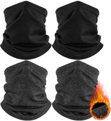 HEGGCOOE 4 Stück Schlauchschal Herren und Damen,Winddicht Warm Winter Loop Schal Halswärmer Halstuch Ski Maske für Outdoor Skifahren Motorrad Laufen Radfahren Fahrrad (2x Schwarz +2x Grau)