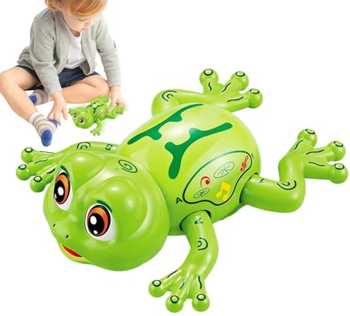 Chaies Rana elettrica, Giocattolo Rana Elettrico - Rana Rana Rana per con Musica e Luce | Giocattolo Strisciante con Evitamento di ostacoli, Giocattolo educativo di apprendimento precoce