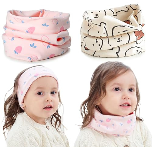 Oaygat 2 Pcs Loop Scarf Set Solid Warm Neck Warm Kids Winter Knit Scarves Soft Knitted Neck Toddler Soft Long Scarves for Boys and Girls Neckerchief