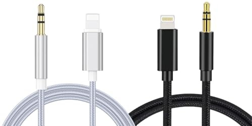 MEESOGA 2Pack Auto AUX Kabel 1M Kompatibel für iPhone, Klinke Kabel mit 3.5mm Anschluss Audio Kopfhörer/Lautsprecher/Auto Nylon Kabel Kompatibel mit iPhone 14/13/12/11 Pro Max