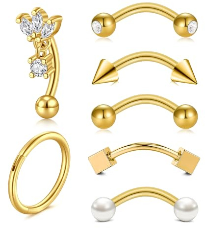 AVYRING Rook Piercing Jewellery - Orecchini a cerchio in argento e oro, da donna, in acciaio inox, per trago, conchiglia, elica, dait, cartilagine, Acciaio inossidabile