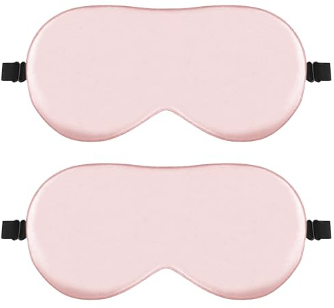 Quelcc Mascherina per Dormire, Mascherina Occhi per Dormire, Maschera Occhi in Seta Morbidissima, Maschera per Dormire/Viaggi/Yoga (Rosa)