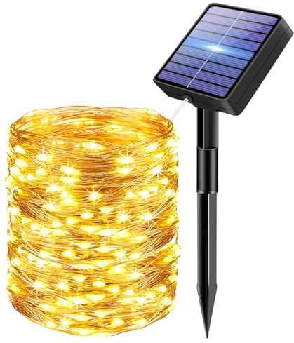 bitjam Solar String Lights Outdoor Garden, 15M 150 LED Fairy Lights Solar Powered Waterproof, 8 Modes Copper Wire Light for Patio Yard Wedding Christmas Party Decorations, Warm White