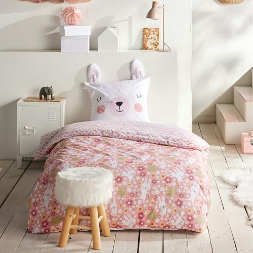 Familando Hase Bettwäsche Set 2-teilig – 135x200 & 80x80 cm – Kissenbezug mit Ohren – 100% Baumwolle Renforcé – Hautfreundlich & atmungsaktiv – Wendemotiv – Öko-TEX Zertifiziert