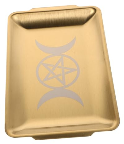 ELAYARD Plateau Rituel Acier Inoxydable pour Autel Bol Plat Multifonction pour Bougies Herbes et Bijoux Décoration Élégante pour Maison et Méditation