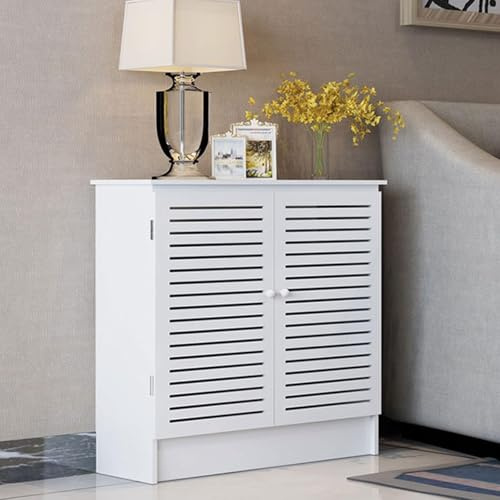 Cubiertas de radiador para el hogar, armario de calefacción de MDF con 2 puertas, diseño transpirable y estante, de pie, elegante solución de calefacción