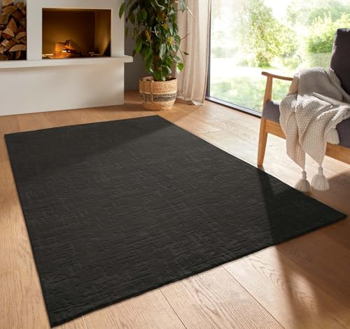 Taracarpet Kurzflor Boho Vintage Teppich waschbar, pflegeleicht geeignet für Wohnzimmer, Schlafzimmer und Kinderzimmer Kinderteppich auch als Badematte Badzimmerteppich Anthrazit Vintage 060x120 cm