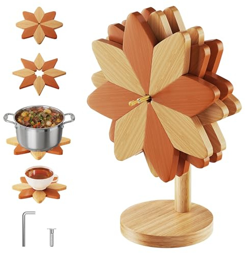 ZHMUZ Dessous de Plat Isolé en Bois Moulin à Vent,15cm de Diamètre