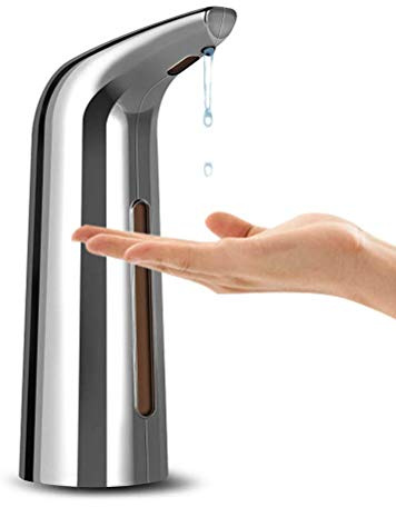 Ejoyous Dispensador Automático de de 400 Ml, Dispensador de Inteligente sin Contacto con Ventana de Visualización para Desinfectante y Desinfectante de Manos (Silver)