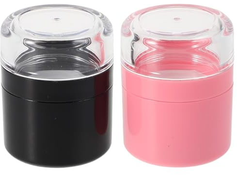 Mipcase Envase Vacío de Polvos para Maquillaje 2 Piezas Rosa y Negro con Espejo Botella Reutilizable y Recargable Compacta y Portátil para Viajes y Control de Grasa Línea del Cabello