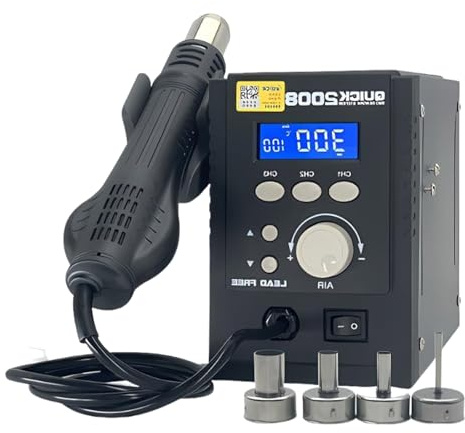 Stazione Di Saldatura Ad Aria Calda 700w Con Flusso D’aria Spirale, 4 Ugelli Intercambiabili, Temperatura Regolabile, Display LCD E Strumento Professionale Di Riparazione SMD