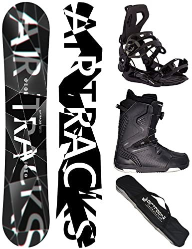 AIRTRACKS Snowboard Set (Paquete Completo) Tabla Refractions Game Extra Wide (Hombre) 155 - Fijaciones Master - Botas Strong ATOP 41 - SB Bolsa/Nuevo