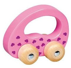 goki 55952 Greifauto Holzfahrzeug zum Rollen ab 6 Monate Holz (rosa)