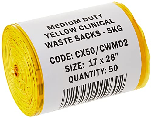 Hanfare CX50/CWMD2 Klinisk avfallspåse, medium tull, gul (paket med 50)