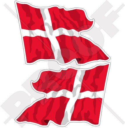 Dänemark-Flagge, Vinyl, 75 mm, 2 Stück