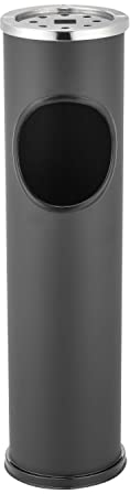 Standaschenbecher auch als Abfalleimer für Innen + Außenbereich Standascher aus Metall - Windaschenbecher für Eingangsbereich, Farbe:schwarz