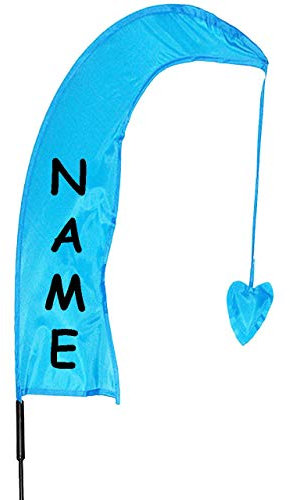 alles-meine.de GmbH 3 Stück XL - 1 m - Windfahnen/Balifahnen - hell BLAU - incl. Name - mit Fahnenstange - UV-beständig & wetterfest - Windrichtungsanzeige - aus Nylon / ..