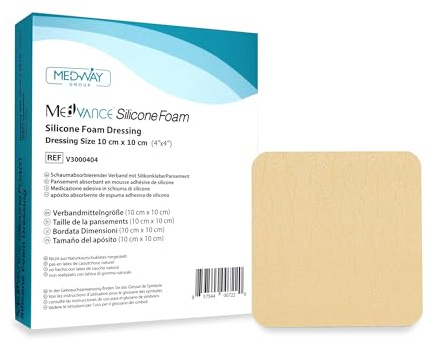 MedVance TM Silicone - Silicone Adhesive Foam Absorbent Dressing, 4x4, Box of 5 dressings