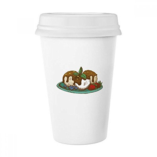 DIYthinker Fresa del Helado de Chocolate Taza en Blanco del balón de Cerámica Cerámica Copa con Mango 350ml Regalo