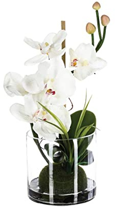 Atmosphera - Arrangement aus künstlichen Orchideen - Glasvase - H37 cm. - Weiß