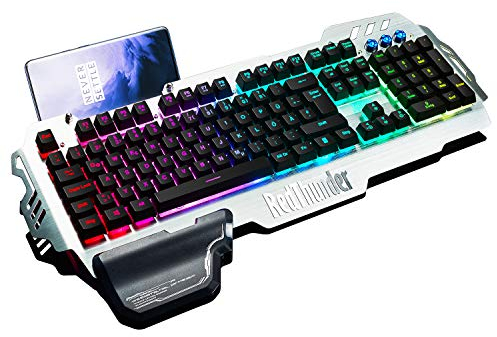 RedThunder K900 Halbmechanisch Gaming Tastatur [Version 2024], QWERTZ Deutsch Layout, RGB Beleuchtete, Ganzmetallpaneel, 26 Tasten Anti-Ghosting, Für PC/Laptop/Xbox One Gamer