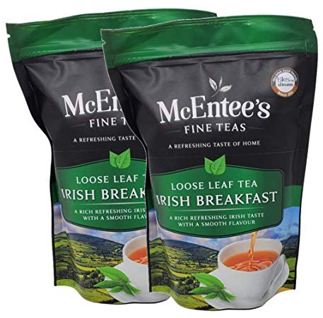 McEntee's Irish Breakfast Thé en vrac (Lot de 2) - Sachet de 250 g - Thé noir - Mélangé en Irlande - Thés de Ceylan et d'Assam