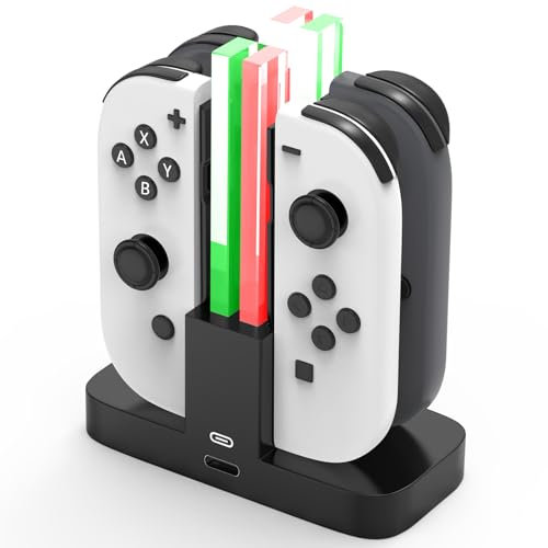 Diyife 4 en 1 Chargeur Station pour Joy Con, Station de Recharge pour Manettes Nintendo Switch & OLED Model avec Indicateur LED, USB Type-C