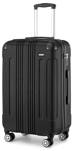 Kono 24 Inch Medium Hard Shell Suitcase ABS Lightweight Luggage(Black)