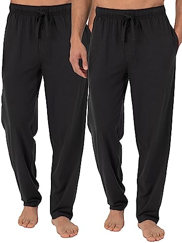 Fruit of The Loom Mens 2-Pack Jersey Knit Pajama Pant Set, Black/Black (2-Pack), XL