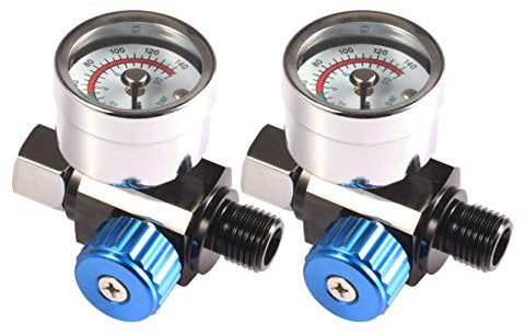 Dynastus 2 PCS 1/4-NPT Air Pressure Regulator Kit, Air Adjusting Valve Regulator with Gauge for Spray Guns and Pnuematic Tools
