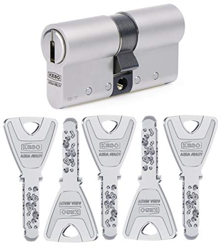 KESO 8000 Omega² 81.A16 Doppelzylinder 30/30 mm | Schließzylinder Profilzylinder | VdS A | Bohrschutz Ziehschutz Kopierschutz Not- und Gefahrenfunktion/Priofunktion | Sicherungskarte + 5 Schlüssel
