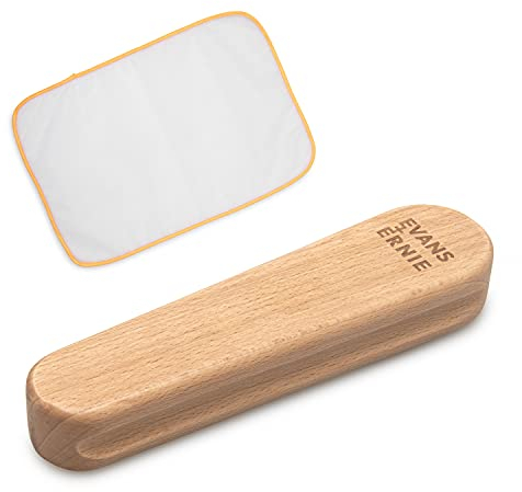 Evans and Ernie Tailors Clapper-Hardwood Seam Presser Tool-for Quilting, Sewing & Embroidery-Absorb Steam-Iron Moisture to Set Seams-Made with Unfinished Beechwood-Comes with Ironing Protection Cloth
