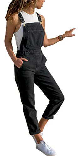 Tomwell Combinaison Femme Salopette en Jeans Slim Jumpsuit Pantalon Casual Grand Taille Salopette à Bretelles en Denim Skinny Travail Streetwear pour Printemps Automne