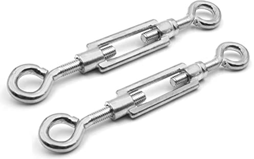 Design61 2er Set Spannschlösser M6 x 60mm Drahtspanner Öse/Öse Spannhaken für Drahtzäune Wäscheleine Sonnensegel Seile