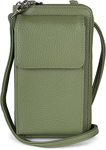 styleBREAKER Damen Mini Umhängetasche Handyfach RFID | 19x11x5,5 cm Crossbody-Bag, 8 Steckplätze für Bankkarten, 3 große Fächer, Münz-Zipper, 71-128 cm Gurt, für 6,5 Zoll.