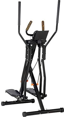HOMCOM Cyclette Ellittica per Casa e Palestra con 4 Livelli di Resistenza, Monitor LCD e 2 Ruote, in Acciaio e ABS, 90x62x150 cm, Nero